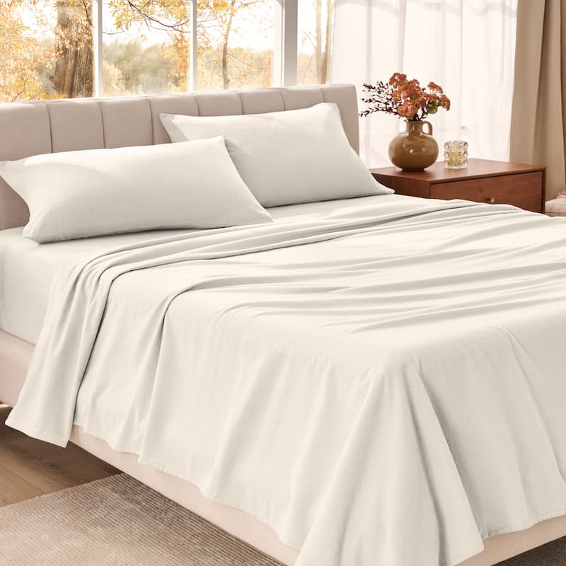 Bare Home Organic Cotton Flannel Sheet Set - King - Cream