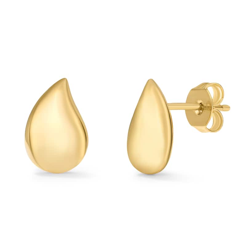 Clover 14K Yellow Gold High-Polish Teardrop Stud Earrings