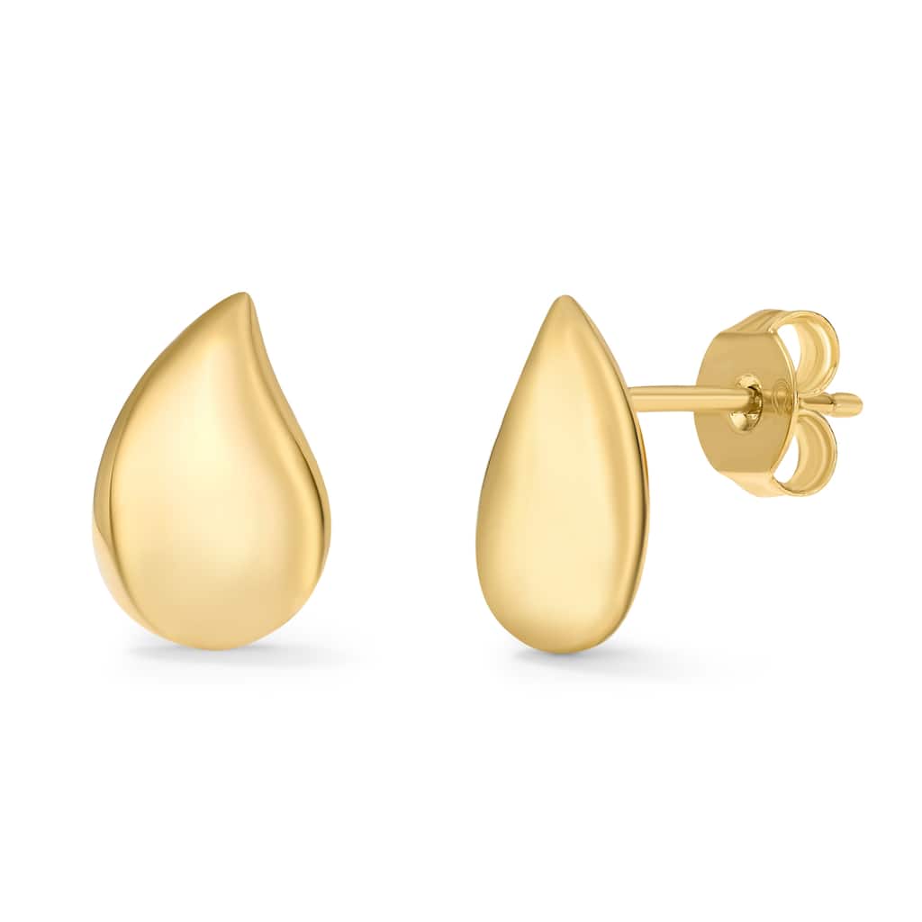 Clover 14K Yellow Gold High-Polish Teardrop Stud Earrings