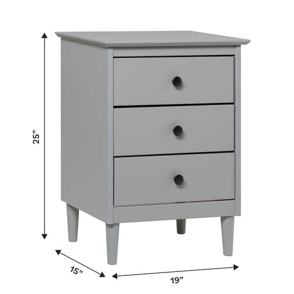 dimension image slide 1 of 4, Walker Edison Bullrushes Solid Wood 3-Drawer Nightstand