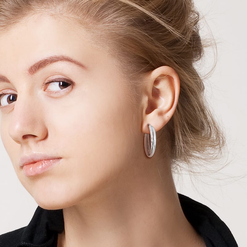 Miadora Sterling Silver Hoop Earrings