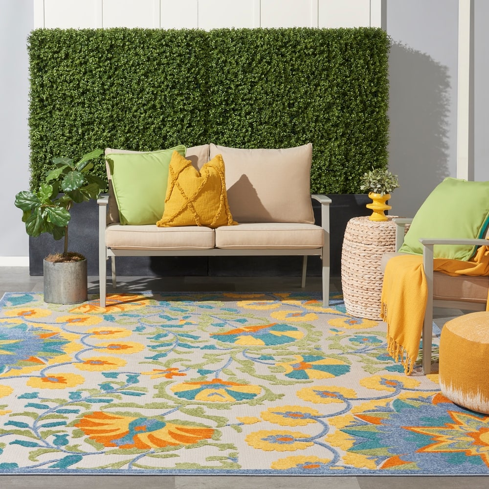 Nourison Aloha Modern Floral Vibrant Multicolored Indoor/Outdoor Area Rug