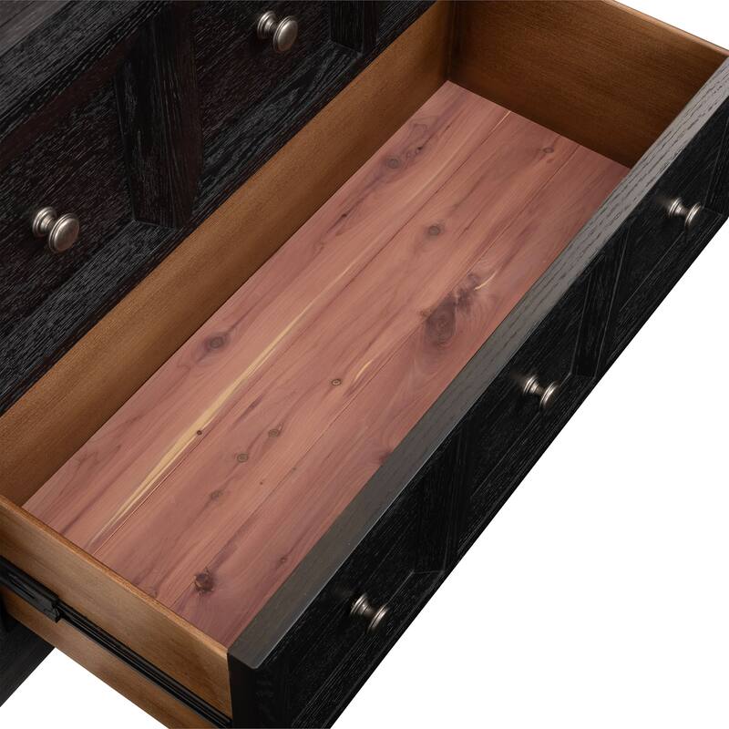 Furniture of America Durem II Modern Classic 5-Piece Solid Wood Panel Bedroom Set with 2-Drawer Oversized Nightstand