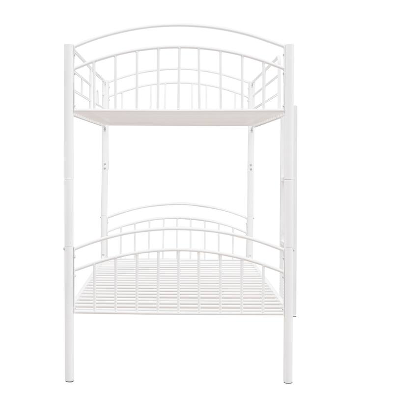 Convertible Twin Over Twin Metal Bunk Bed, White, Space-Saving Design