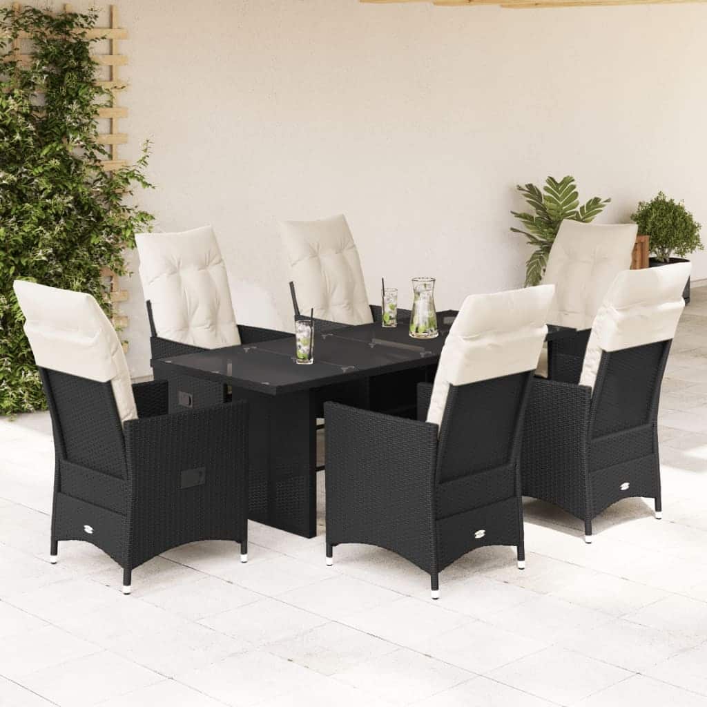 vidaXL Garden Dining Set Black, Cream White - 23.2 x 22.0 x 36.2 in