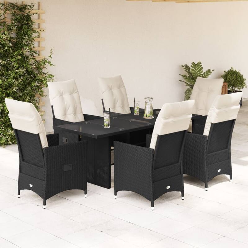 vidaXL Garden Dining Set Black, Cream White - 23.2 x 22.0 x 36.2 in - Black-1