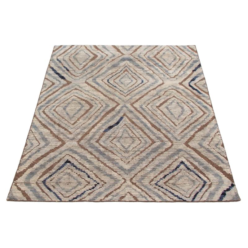 ECARPETGALLERY Hand-knotted Tangier Light Grey Wool Rug - 5'2 x 7'5