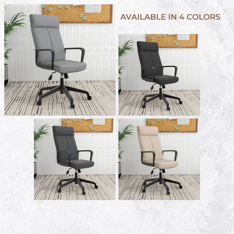 High-Back Leather/Polyester Office Chair Adjustable Height Swivel & Tilt Aiaria Series - N/A