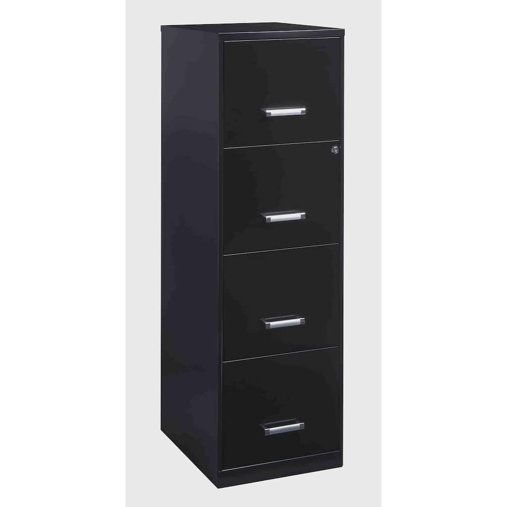 18" Deep 4 Drawer Metal File Cabinet, Black
