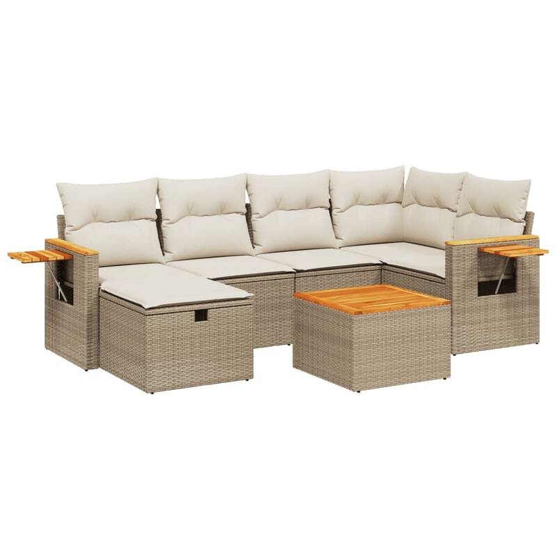 vidaXL Patio Sofa Set with Cushions Outdoor Conversation Furniture Poly Rattan