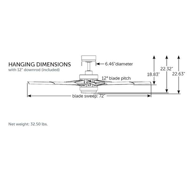 dimension image slide 0 of 2, Fanimation Odyn Custom Indoor/Outdoor Smart Ceiling Fan DC Motor with LED CCT Select Light Kit and Remote - Matte Greige