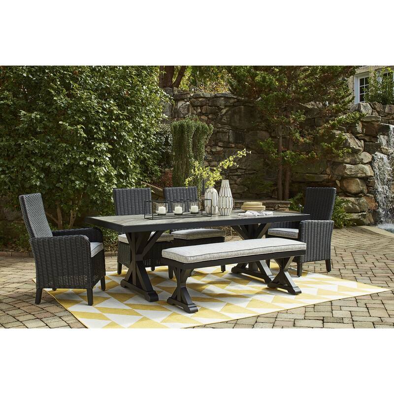 Signature Design by Ashley Beachcroft Outdoor Dining Table and 4 Chairs and Bench