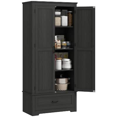 69" Tall Kitchen Pantry Storage Cabinet, Farmhouse Freestanding Pantry Cabinet with 2 Doors, Drawer and Adjustable Shelves