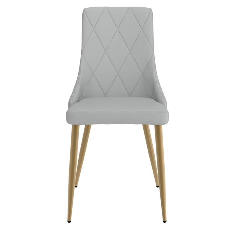 Set of 2 Contemporary Faux Leather and Metal Side Chair - N/A