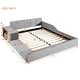 preview thumbnail 66 of 95, Velvet Grounded Bed Mother & Child Bed Platform Slat Bed Frame with Little Round Stool and Bedside Desk for Growing Child