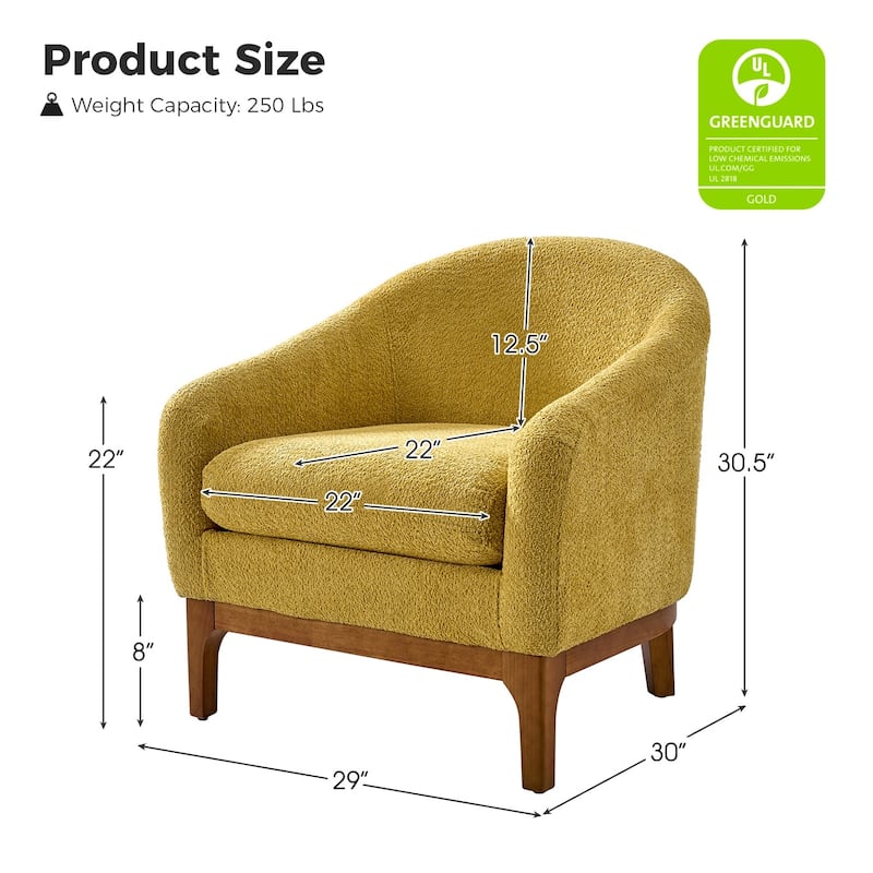 Augus Modern Boucle Barrel Armchair with Solid Wood Legs Set of 2 by HULALA HOME