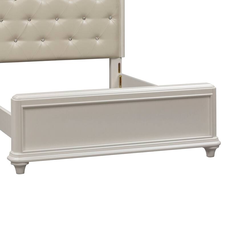 Stardust Iridescent White Panel Bed