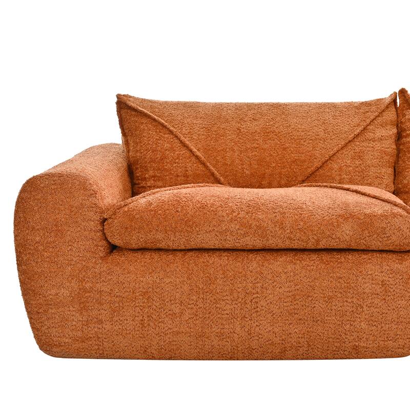 Roomfitters 116'' Fully Compressed Sofa, High Density Foam, Legless Modular Design, No Assembly, Chenille, Orange