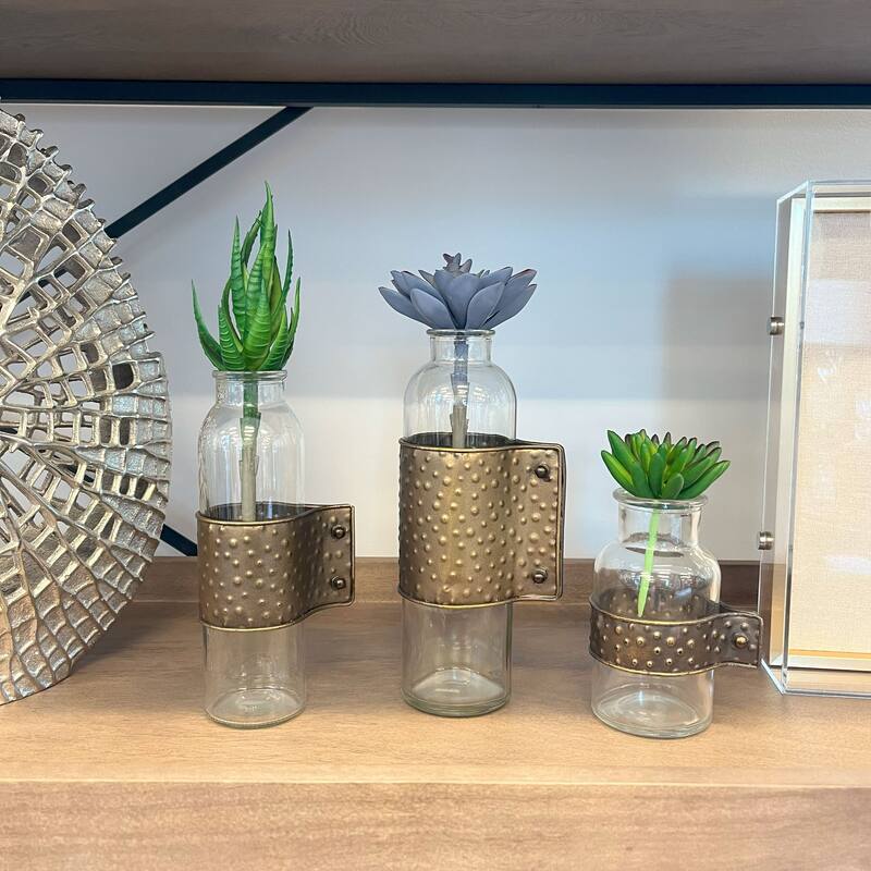 Gild Design House Garrett Vases, S3 With Metal wrap