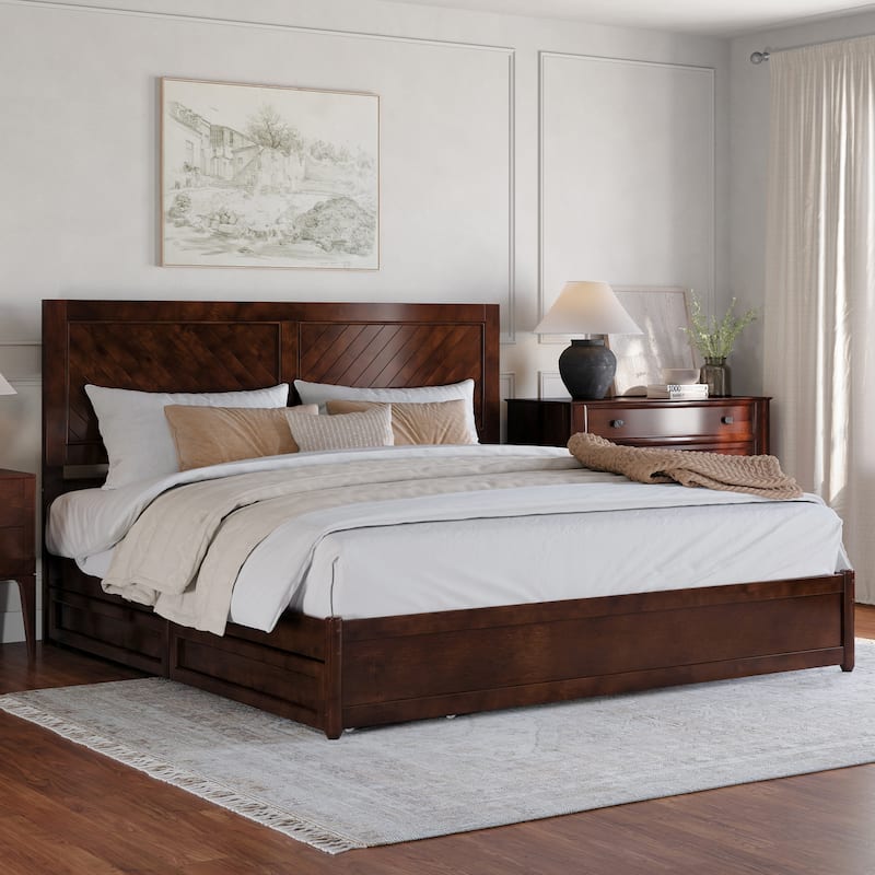 Clayton Platform Bed with Panel Footboard and Storage Drawers