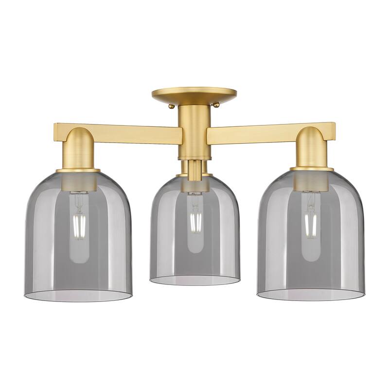 Innovations Lighting Endless Possibilities Arcadia - Bella - 3 Light 23" Semi-Flush Mount - Satin Gold/Light Smoke