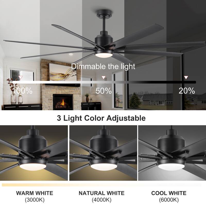 72" Ceiling Fan with LED light and App Remote Control