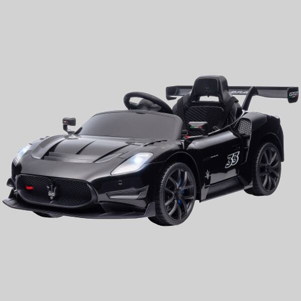 slide 1 of 1, Maserati GT2 12V Kids Ride On Car with Remote, Shock Absorbers, Horn, Music, & LED Lights Black