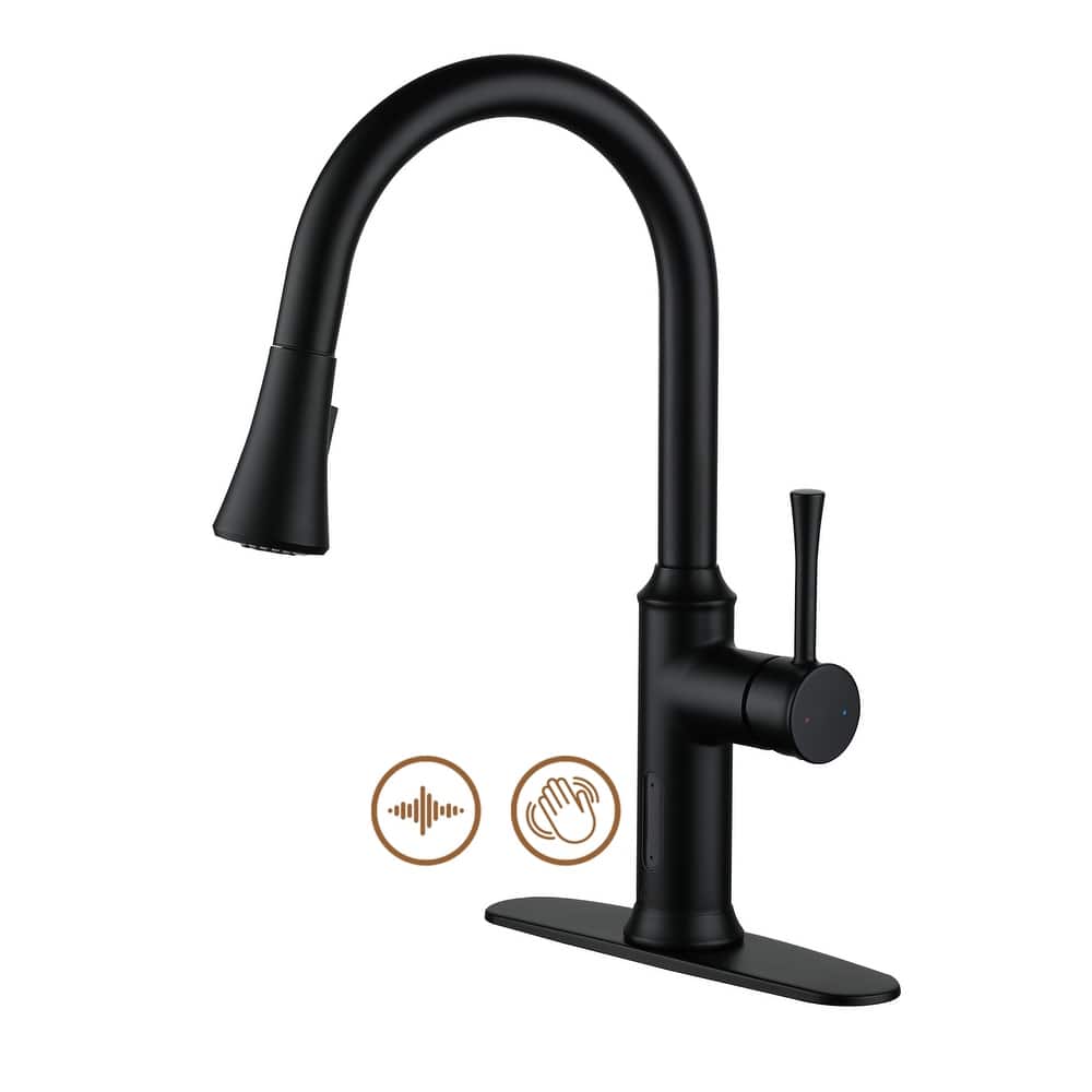 Smart Touchless Single Handle Pull-Down Sprayer Kitchen Faucet with Infrared Sensor and Smart Voice Control