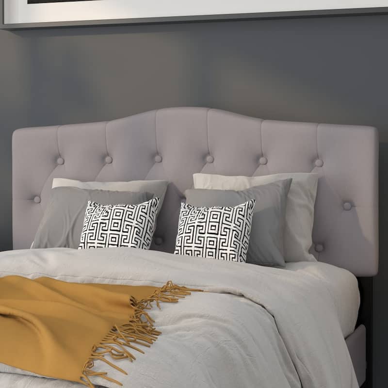 Arched Button Tufted Upholstered Headboard - Light Gray - Full