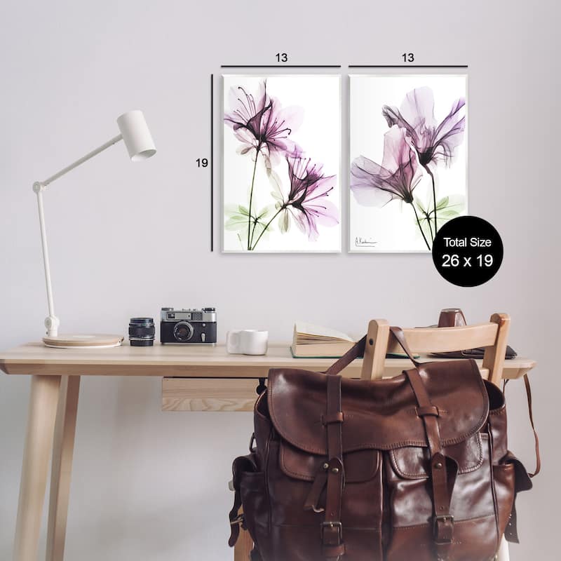 Stupell Purple Flower Bloom Design 2pc Multi Piece Wood Wall Art Set