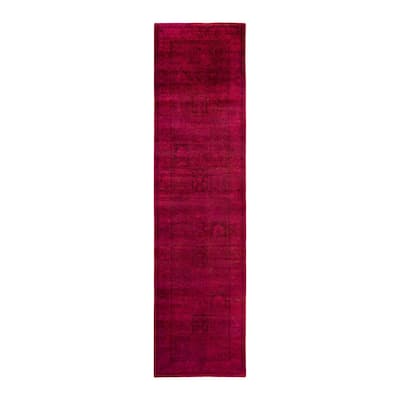 Fine Vibrance, One-of-a-Kind Hand-Knotted Runner Rug - Red, 2' 6" x 10' 1" - 2' 6" x 10' 1"