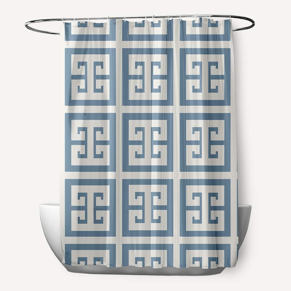 Greek Key Patterned Shower Curtain