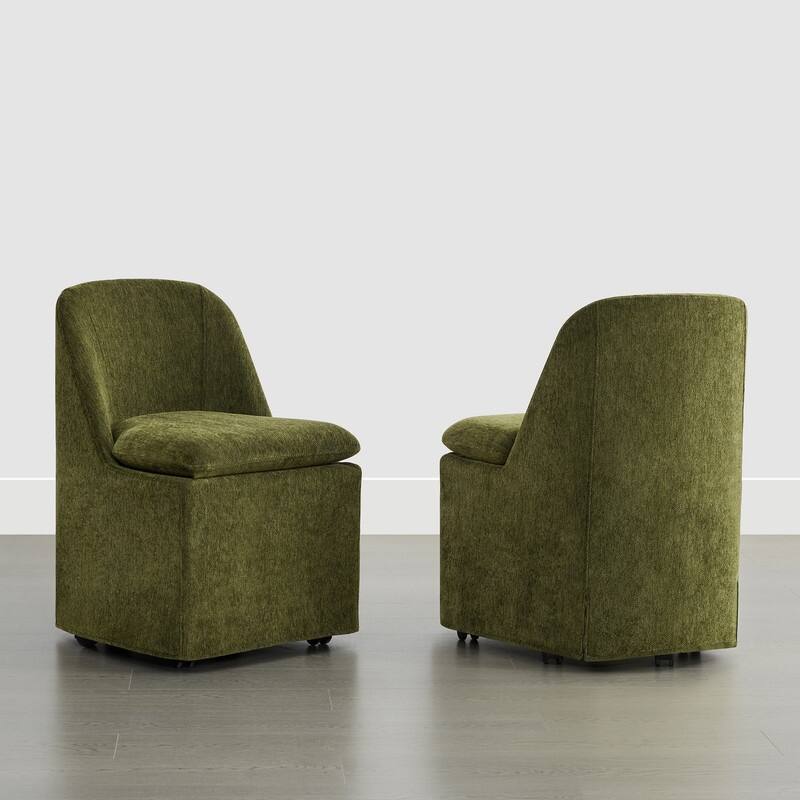 Spruce & Spring Modern Dining Chair with Removable Slipcover and Hidden Casters