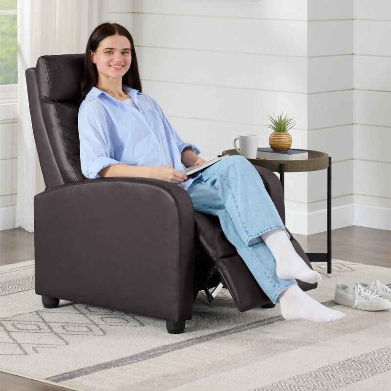 Olivia leather pushback recliner best sale