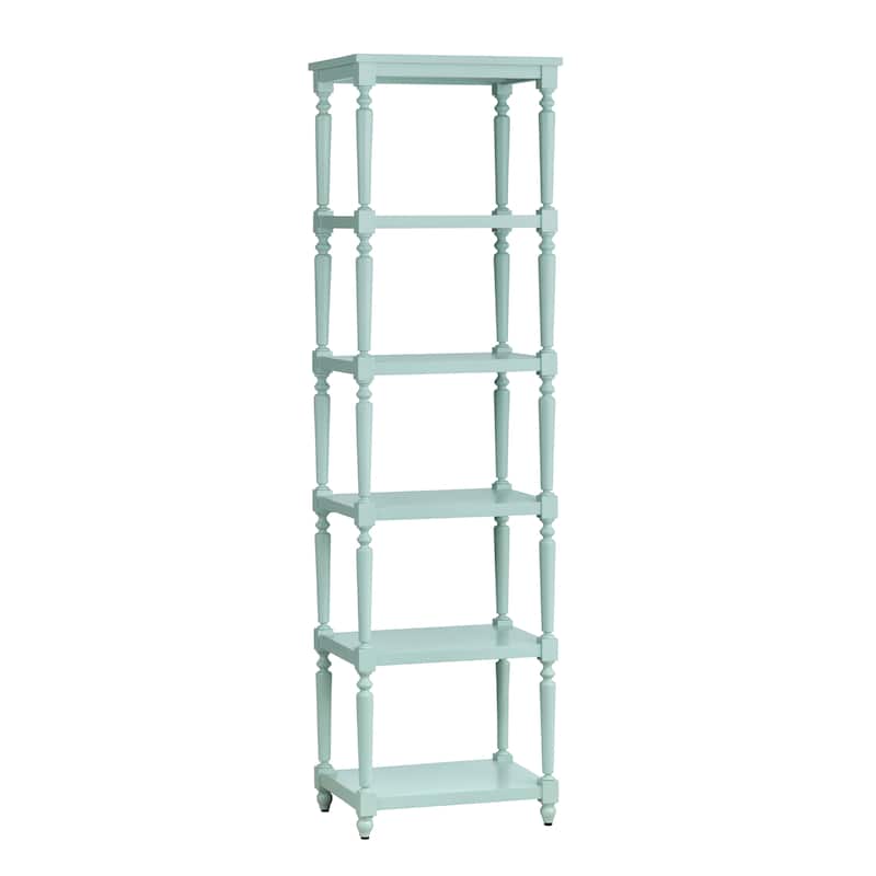 71.25 in. Blue Solid Wood 5 Shelf Etagere