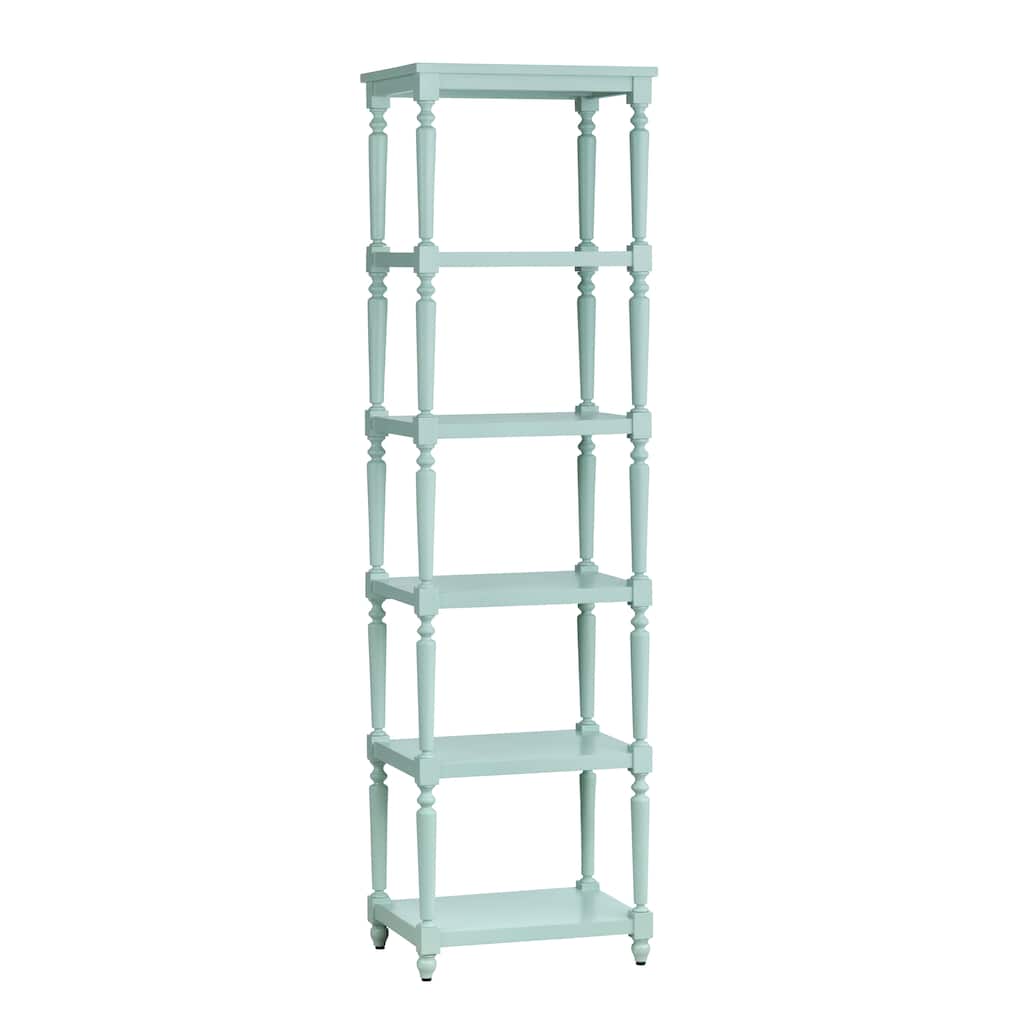 71.25 in. Blue Solid Wood 5 Shelf Etagere