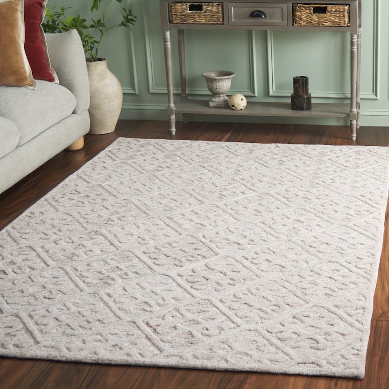 SAFAVIEH Handmade Harvest Waleria Wool Rug - Rust/Grey - 4' x 6'