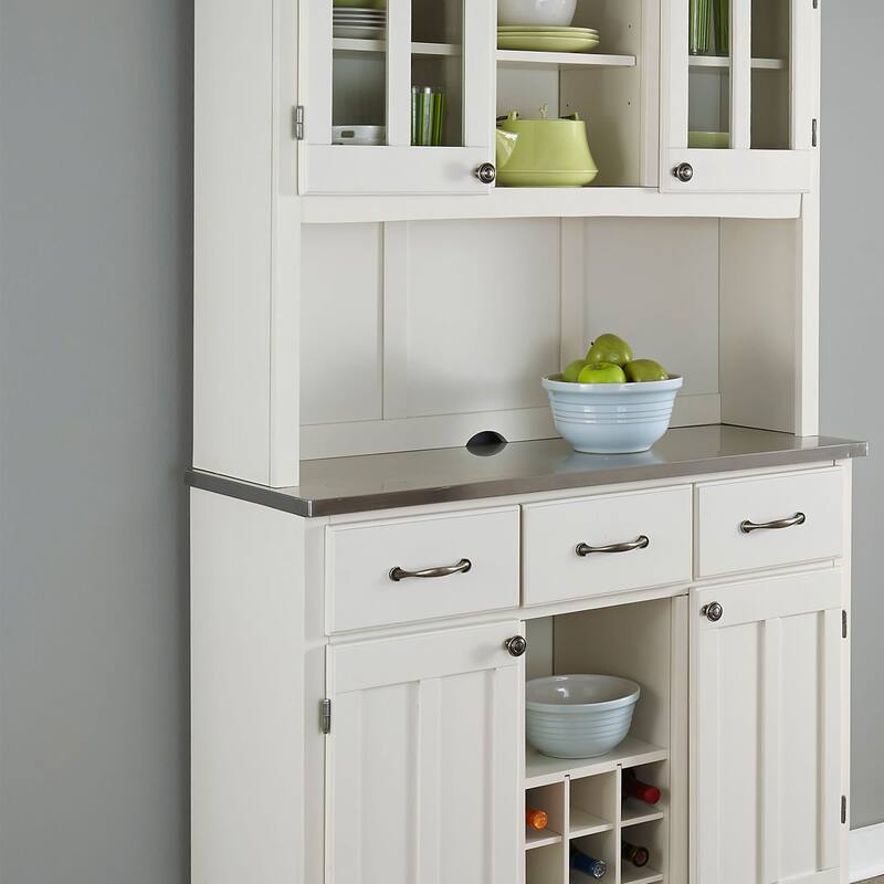 Homestyles Buffet Of Buffets Off-White Wood Buffet with Hutch - 44" x 17" x 72"