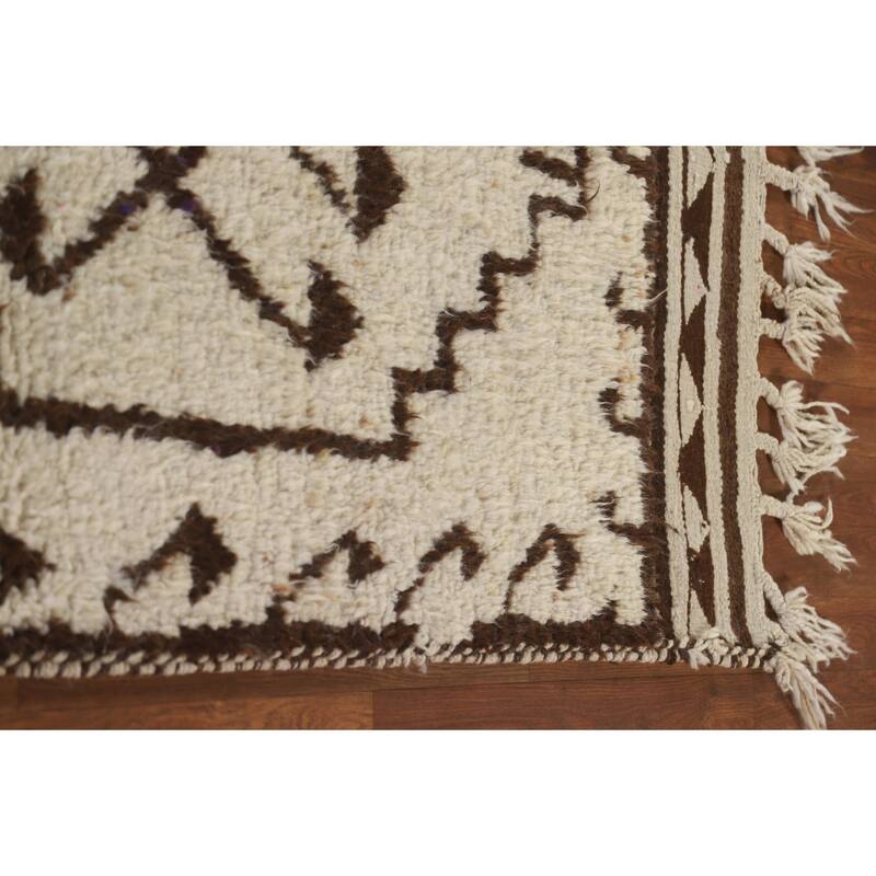 Turkish Anatolian Runner Rug Hand-knotted Beige Wool Carpet - 3'2"x 11'11"