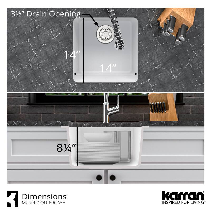 Karran Undermount Quartz Bar Single Bowl Sink