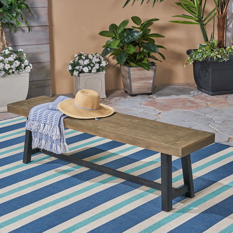 Raphael Outdoor Acacia Wood Bench by Christopher Knight Home