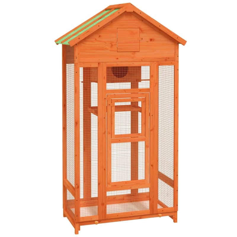 vidaXL Bird House Brown 36"x20.9"x66.9" Solid Wood Pine - 36" x 20.9" x 66.9"