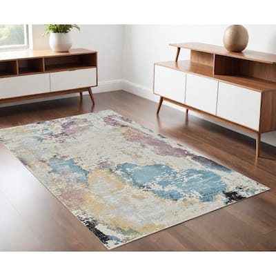 Biko Distressed Abstract Modern Stain Resistant Woven Durable Area Rug By HomeRoots