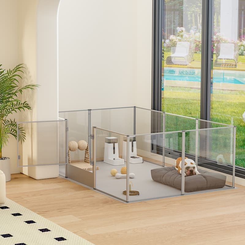 Acrylic Dog Playpen Fence Exercise Play Pen for Cats, Puppies, Rabbits