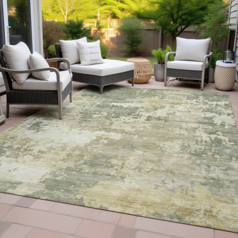Machine Washable Indoor/Outdoor Contemporary Blend Chantille Rug