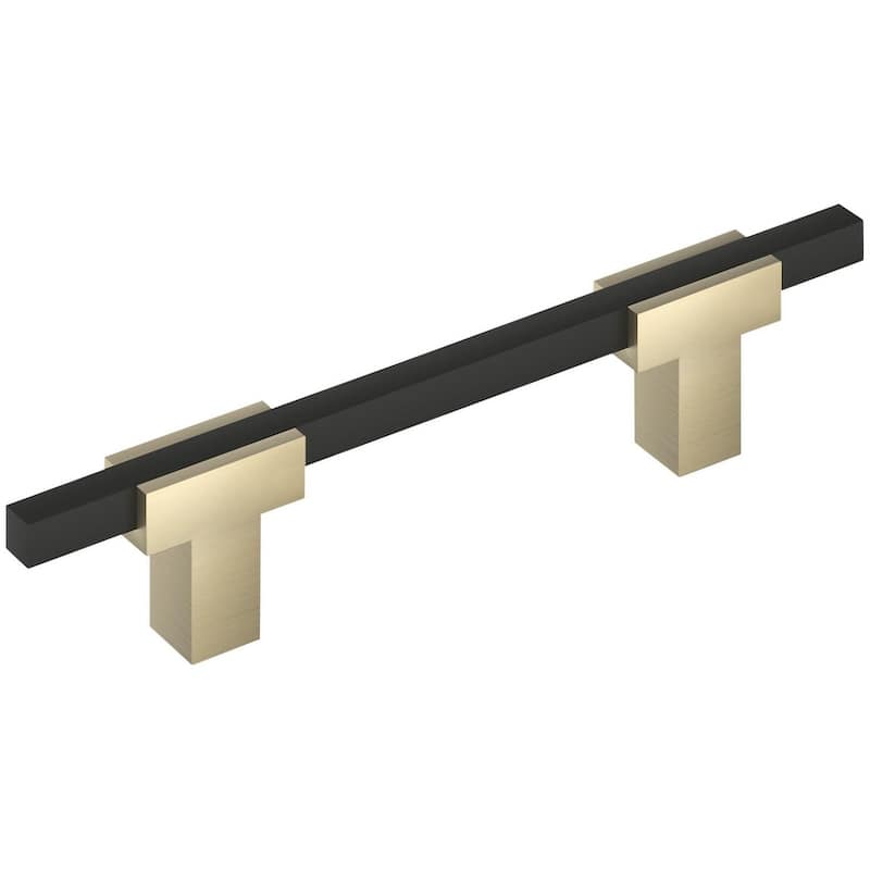 Amerock Urbanite 3-3/4 Inch Center to Center Bar Cabinet Pull - Golden Champagne / Matte Black