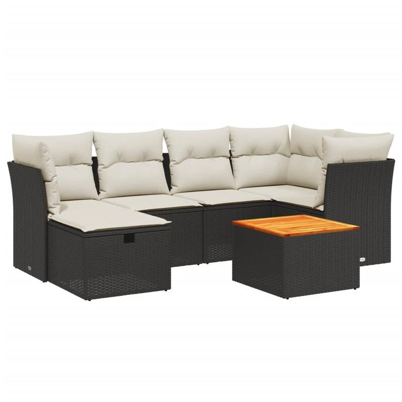 vidaXL Patio Sofa Set with Cushions Outdoor Furniture 7 Piece Poly Rattan