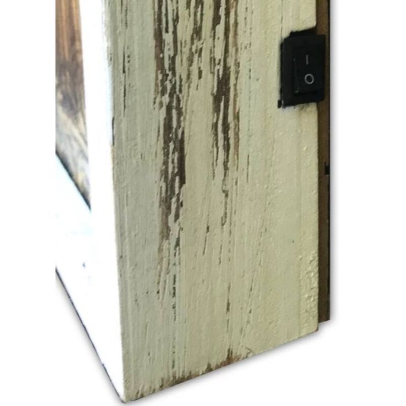 10" White Brown LED Lighted Christmas Tree Farm Shadow Box Decoration