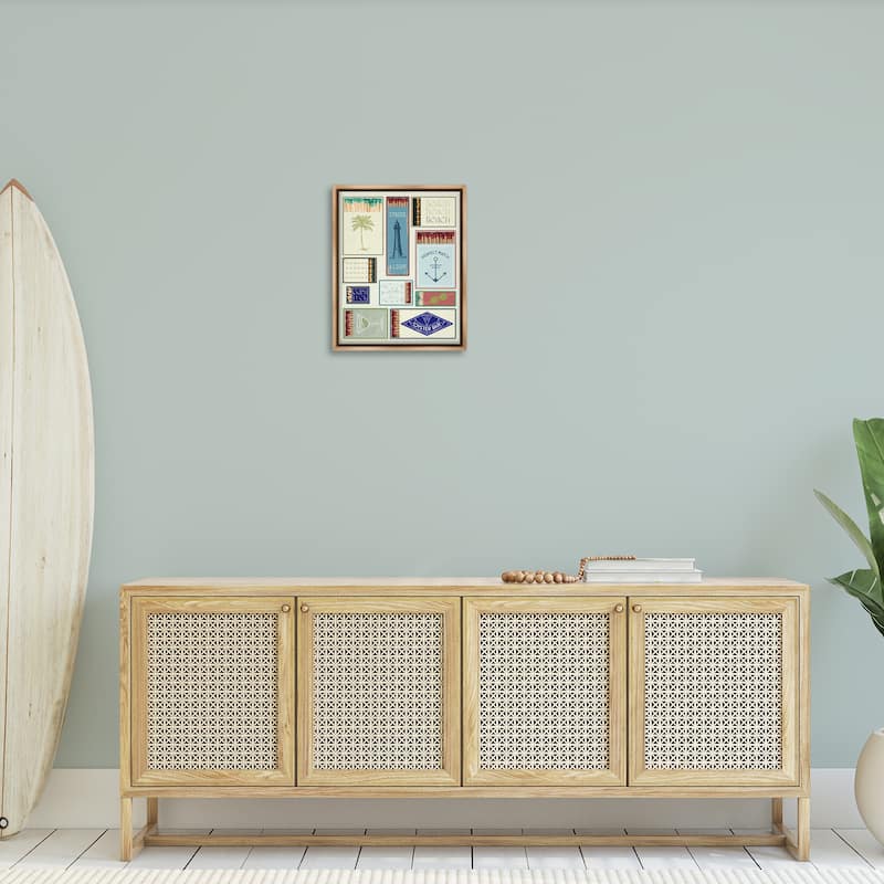 Stupell Nautical Theme Matchboxes Framed Floater Canvas Wall Art Design By Lil' Rue