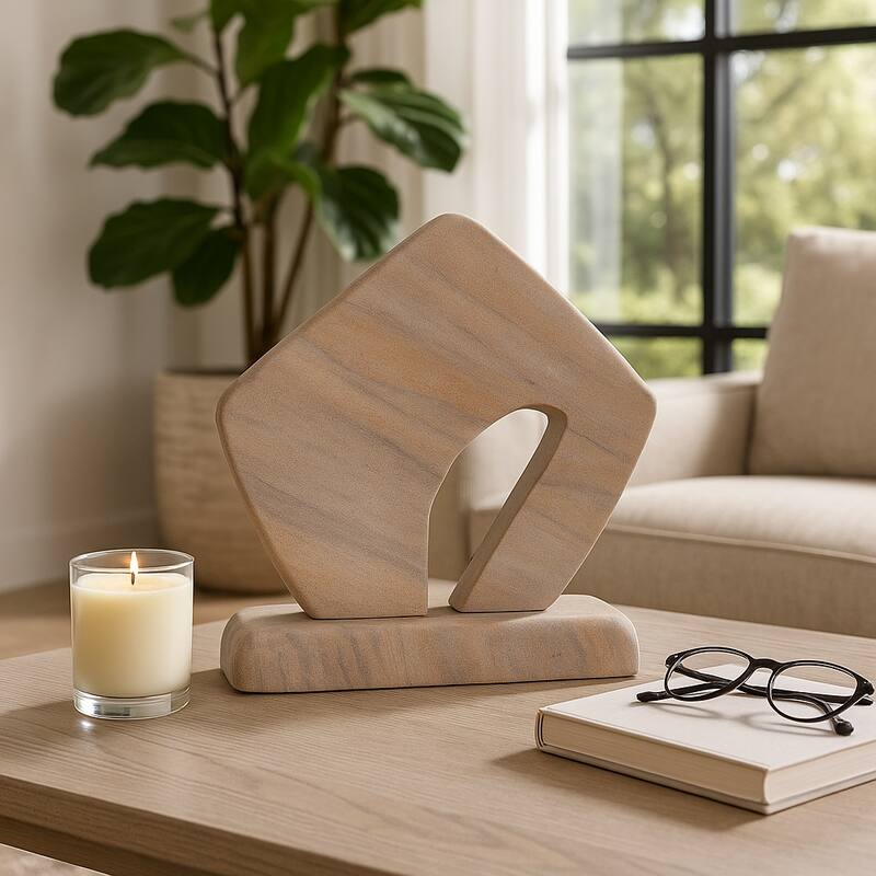 Sandstone Decorative Object Minimalist Statuary Home Decor - 7" Tan - 7.25" - Tan - 7.25"